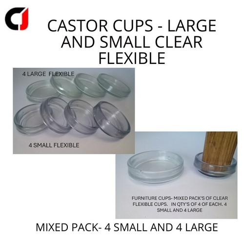 Castor cups clear flexible - clear,