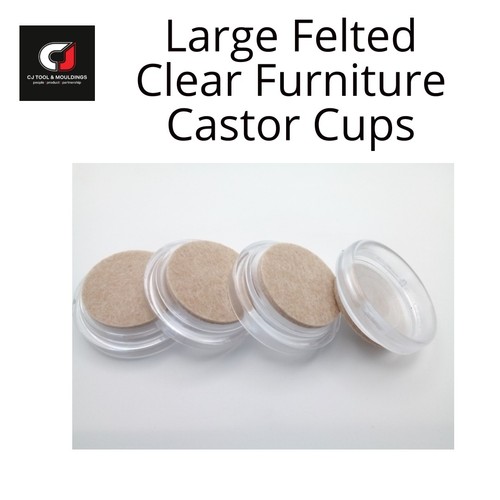 Felted large clear castor cups - large,